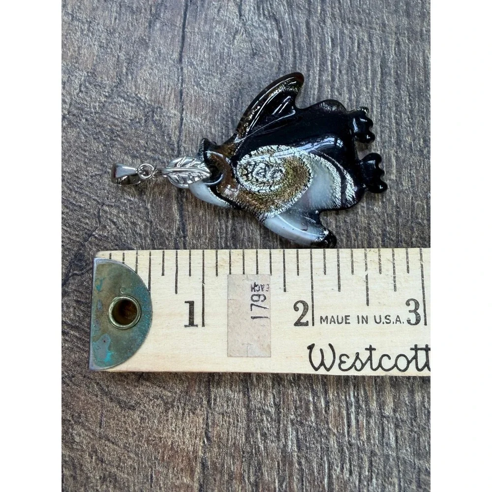 Art Glass Penguin Pendant Unisex OS‎ Black Gold Silver